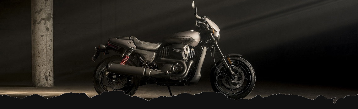 A gray 2017 harley-davidson® motorcycle inside a warehouse.